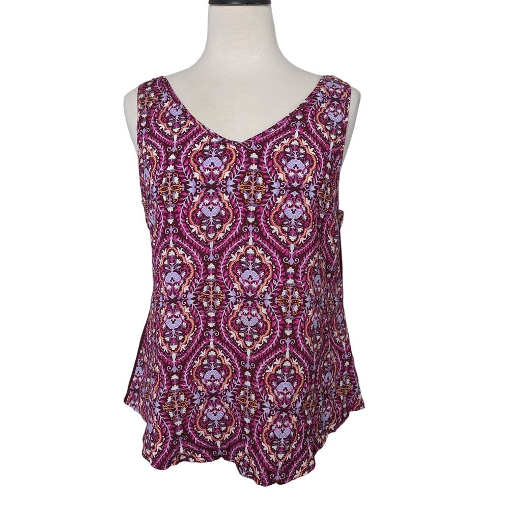 Gilligan & O'Malley Womens Floral Soft Sleeveless  Sleepwear Shirt Size Medium